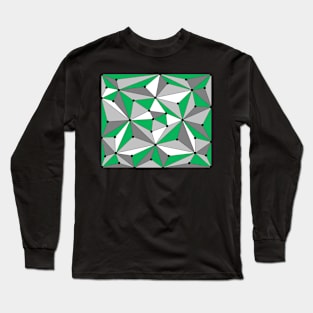 Abstract geometric pattern - green, gray and white. Long Sleeve T-Shirt